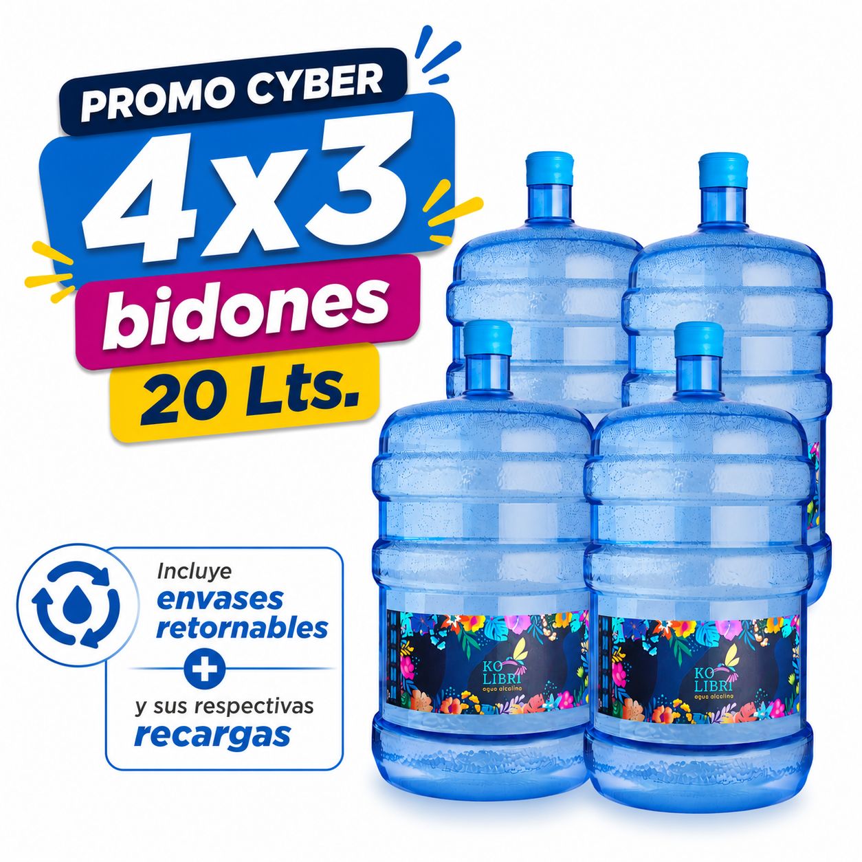 CYBER 4x3 Bidones 20 Lts (incluye envases retornables)